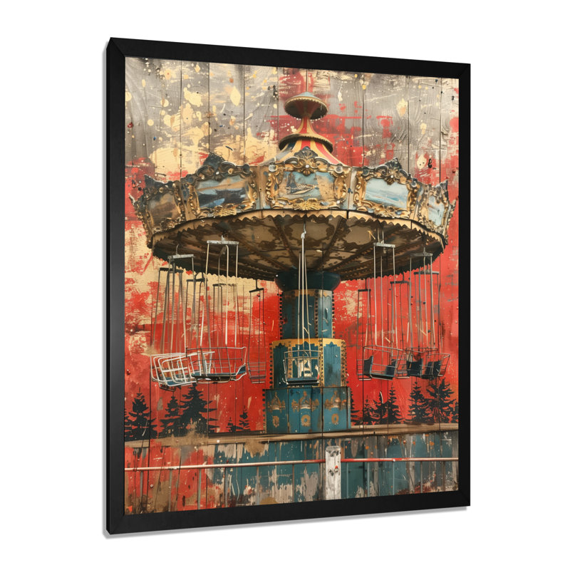 Virgile - Art mural parcs d'attractions, H 20 po x l 12 po x P 1 po, Cadre simple noir