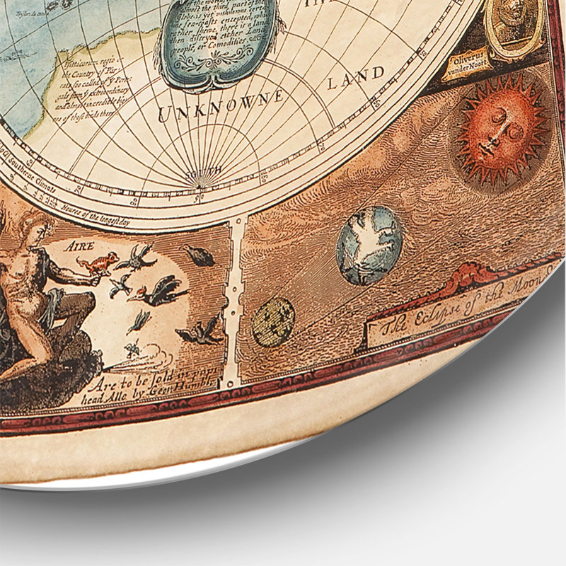 Ancienne carte du monde, art mural rétro, H 29 po x l 29 po x P 1 po