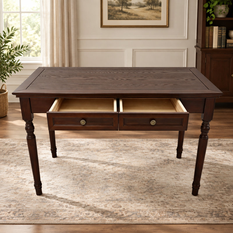 Bureau d'écriture en bois massif avec 2 tiroirs 47,24 pouces French Country Home Office
