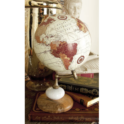 Mango Wood Educational/Geographic Earth Cream Globe