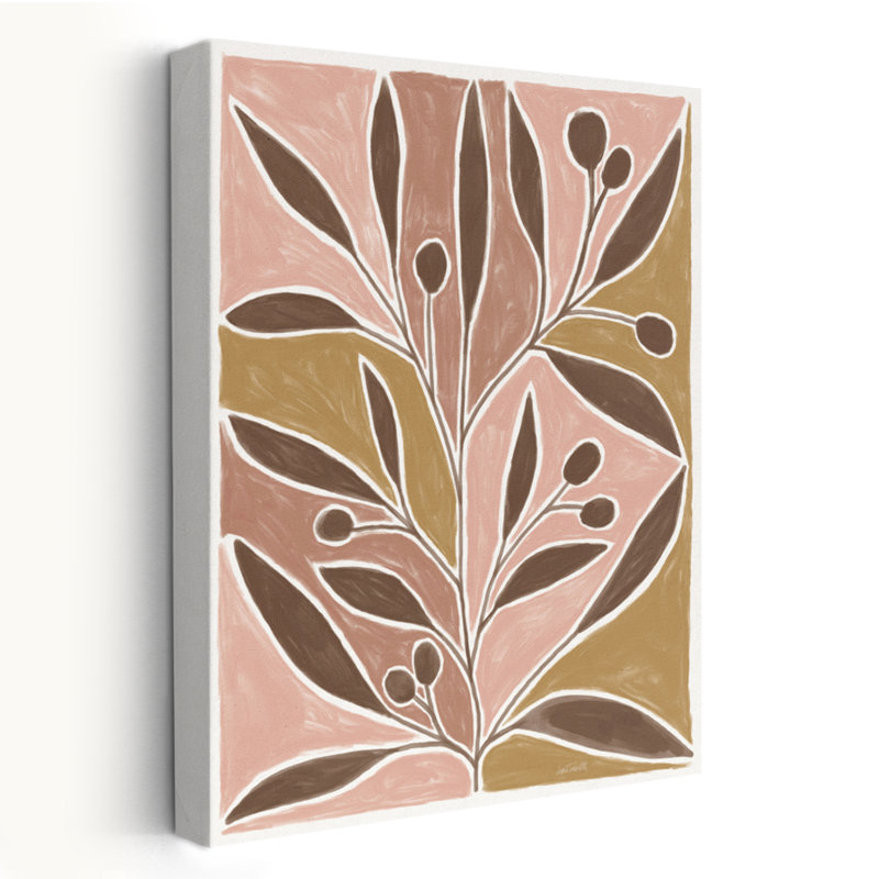 Moderne feuille moderne moderne brun vert, H 36 po x l 24 po