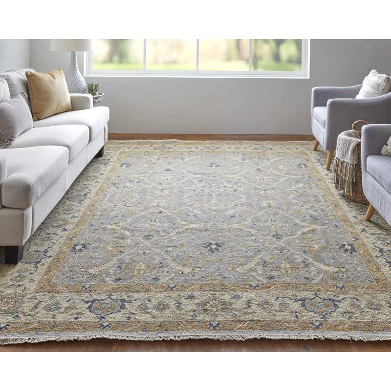 Corbitt Wool Oriental Area Rug in Gray, Rectangle 11'6" x 15'