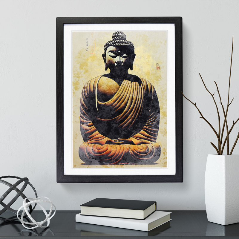 Mesmerising Buddha - Framed Print, 64cm H x 46cm W x 2cm D, Black