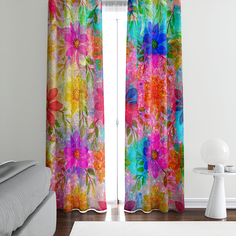 Panneaux de rideaux semi-transparents à motif floral, l 56 po x L 78 po
