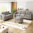 Boneless 3+2 Linen Sofa Set with Storage Ottoman for Apartment-115116516