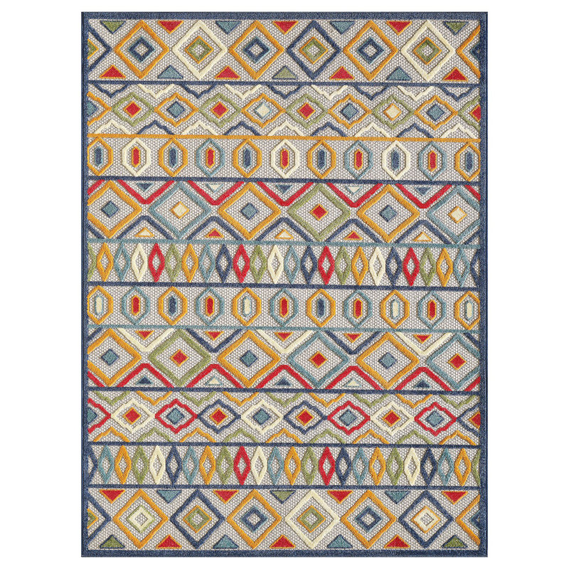 Multi Aztec Pattern Indoor Outdoor Area Rug, Rectangle 5' x 7'