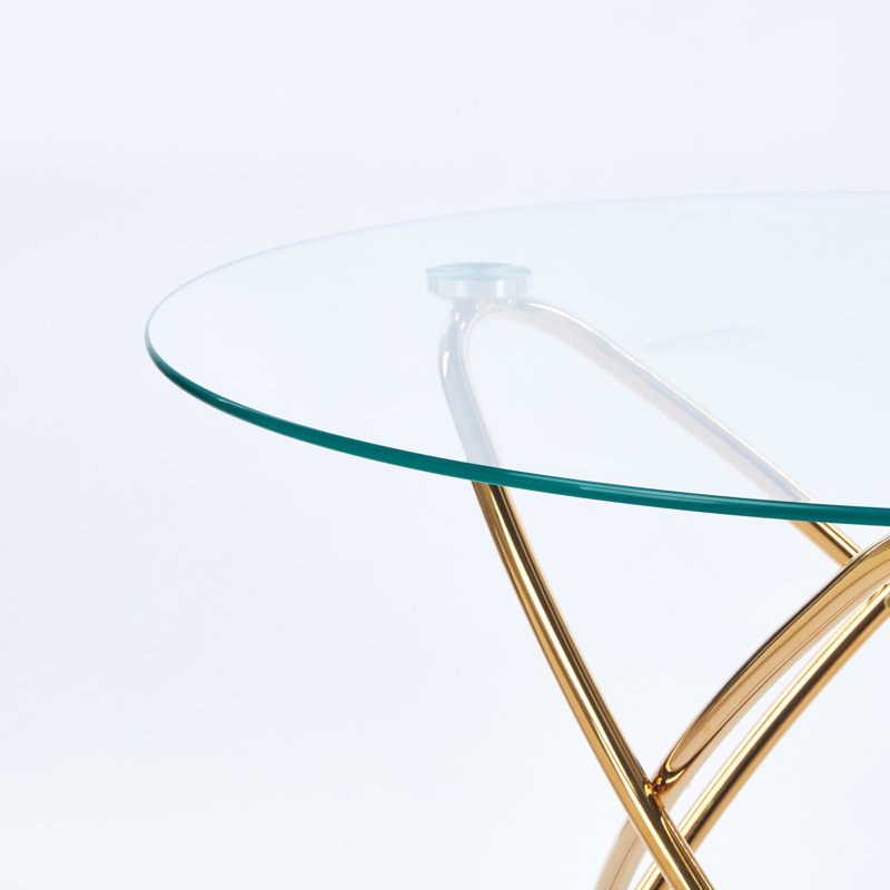 Table de salle à manger en verre trempé avec pieds dorés Golden