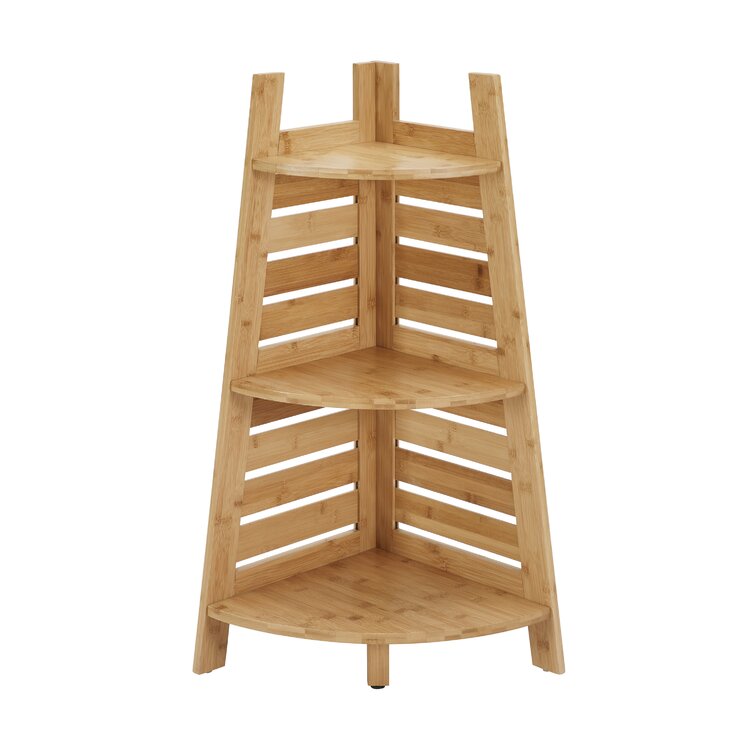 Lisbet - Shower Shelves 3-Tier Bamboo Bathroom Wood Shelves