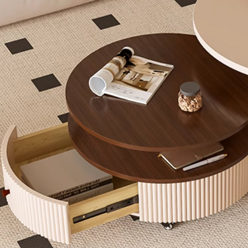 Ensemble de tables basses rétro à blocs de couleurs, Brun / crème, H 14,17 po x L 19,68 po x l 19,68 po