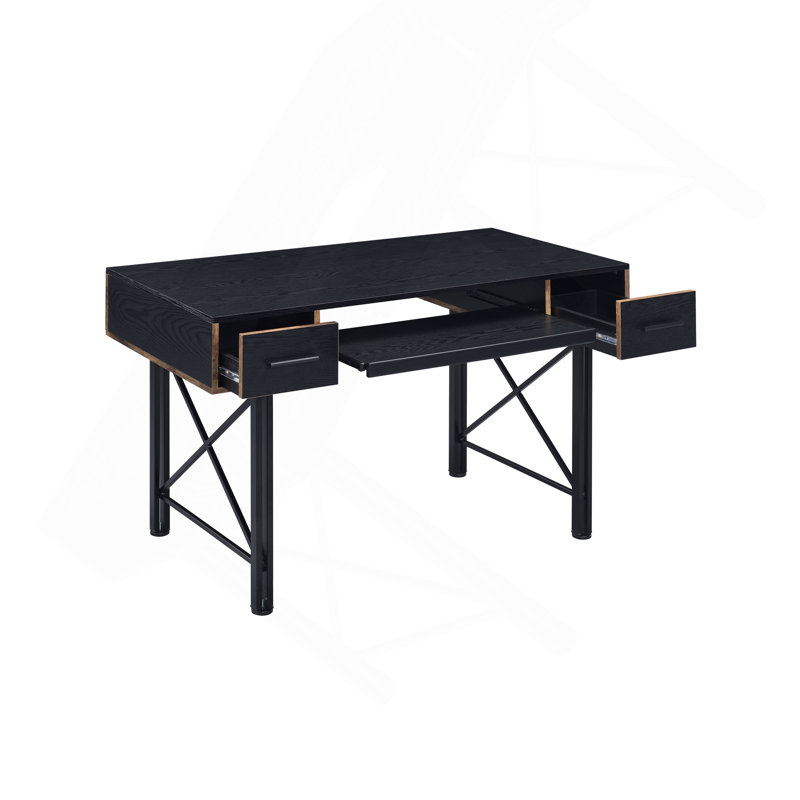 Bureau d'ordinateur à finition noire