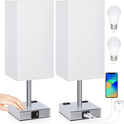 Ensemble de 2 lampes de table à contrôle tactile avec ports USB