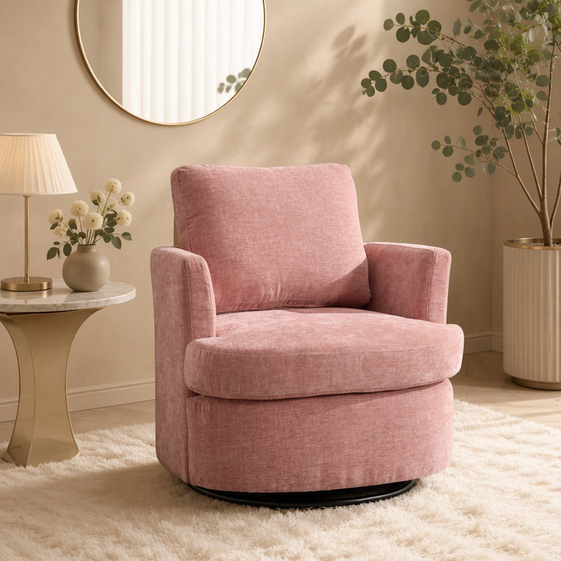 Chaise pivotante, Tissu rose