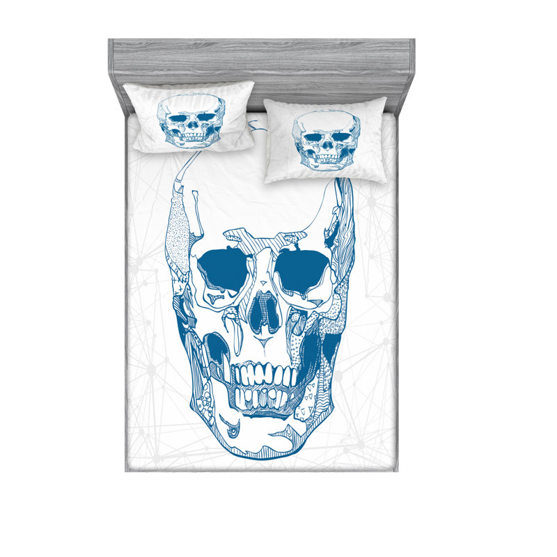Ensemble de draps Skull with Science Elements, Ensemble de drap pour grand lit avec drap-housse