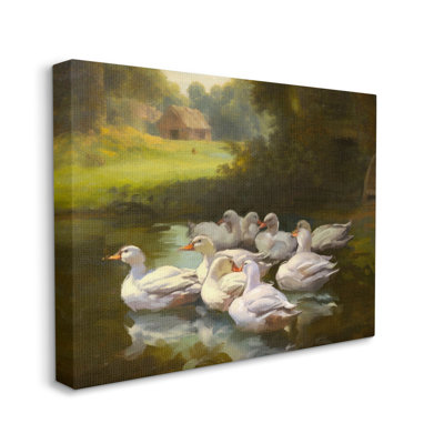 «Country Ducks In Pond On Canvas» par Ziwei Li, reproduction