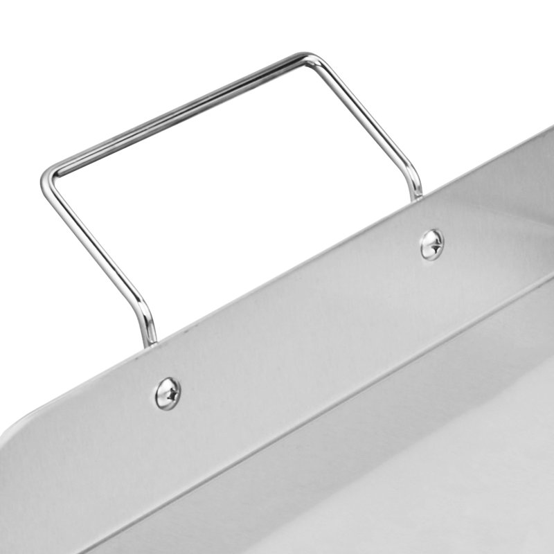 Plaque de cuisson universelle en acier inoxydable 32 x 16 po pour barbecue, fond renforcé en X, nettoyage facile grâce aux trous d'égouttement, entretien aisé.