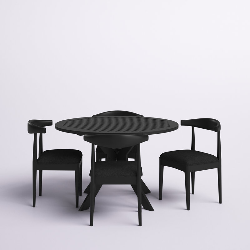 Anistyn 4 - Person Solid Wood Solid Wood Top Pedestal Dining Set