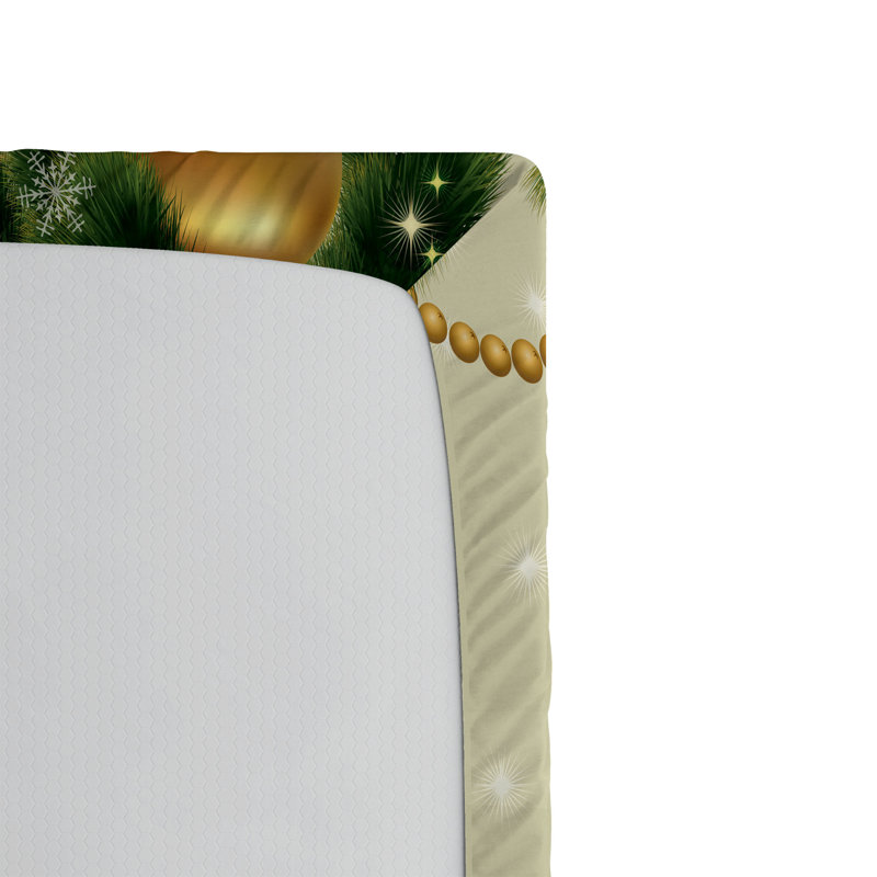 Drap-housse de Noël Ambesonne, ensemble de 2 rubans de Noël multicolores, Drap-housse de taille simple