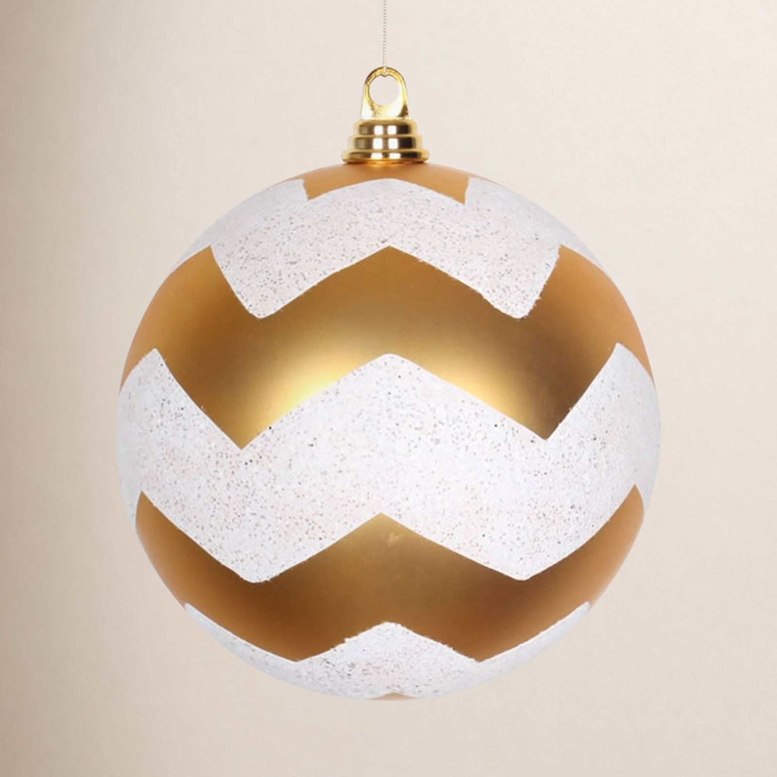 Chevron Shatterproof Christmas Ball Ornament, Black / White, 7.87" H x 7.87" W x 8.27" D