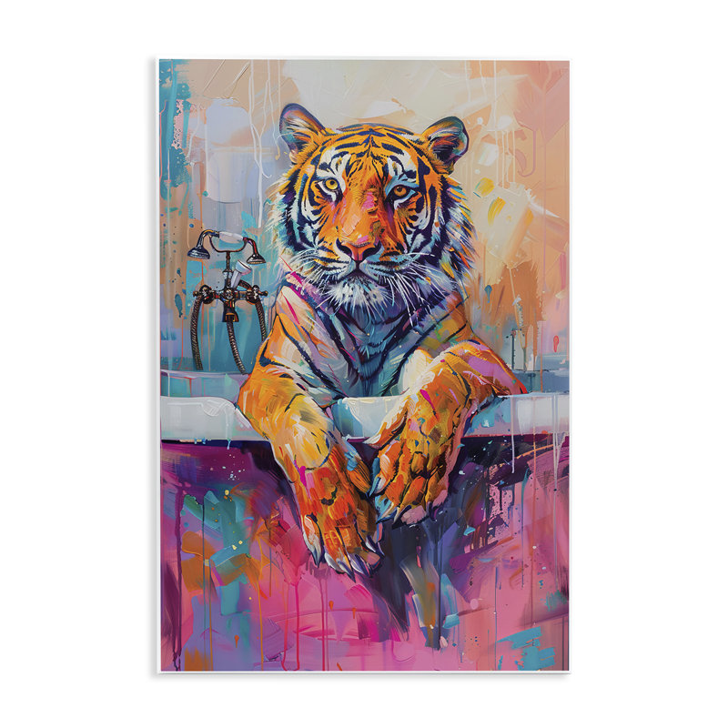 Plaque murale «Bathing Tiger in Bright Tub», design par LSR Design Studio, H 15 po x l 10 po