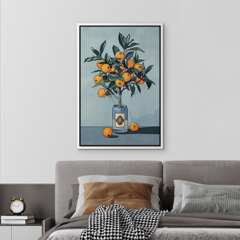 «Orange Tree In The Can Kitchen», impression sur toile encadrée décorations murales de chambre à coucher, Blanc