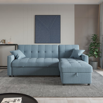 Canapé modulaire rembourré en L de 82 po de largeur avec accoudoirs carrés et méridienne rembourrés pour le salon - 4 places