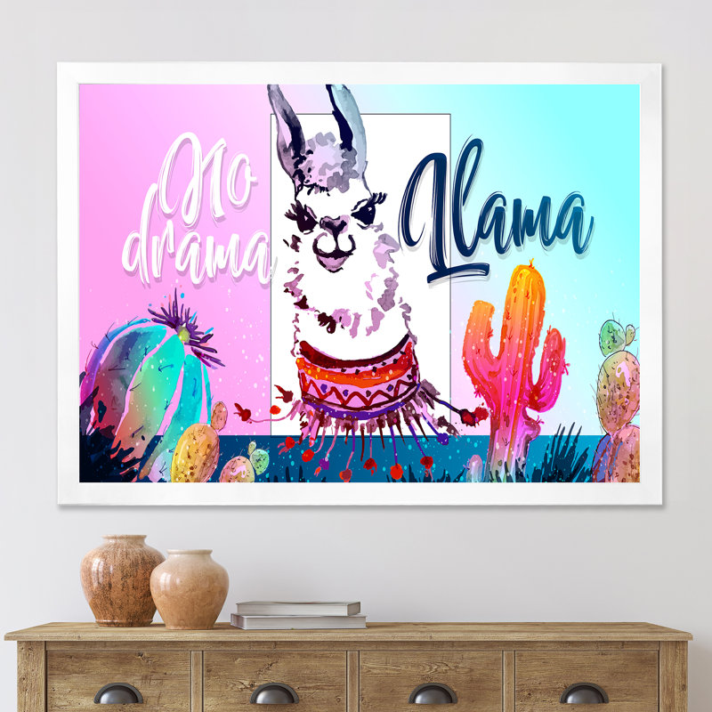 No Drama Llama - Photographie sur toile, H 12 po x l 20 po x P 1,5 po, Toile blanche encadrée