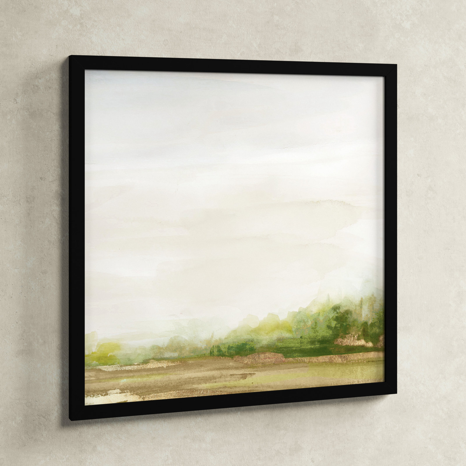 Icarus "Evening Stroll" Painting, 33" H x 33" W x 1.12" D, Black Framed