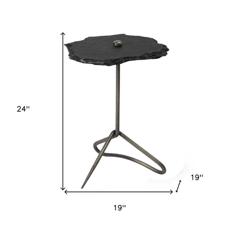 Table de bout 24 po gris ardoise et pierre noire