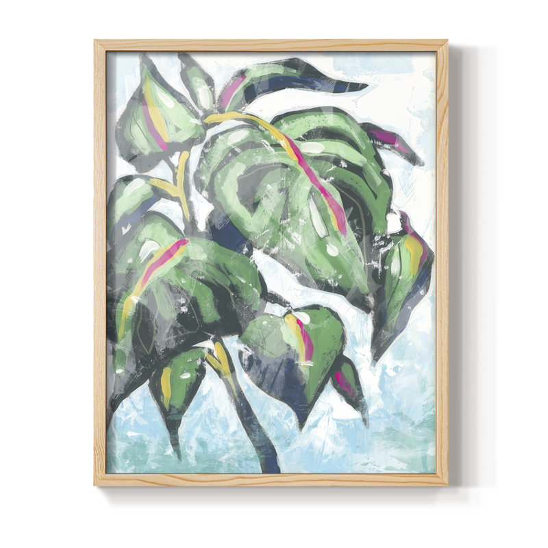 «Candy Palm Fresco I», reproduction encadrée - bois massif, Naturel, H 11 po x l 9 po