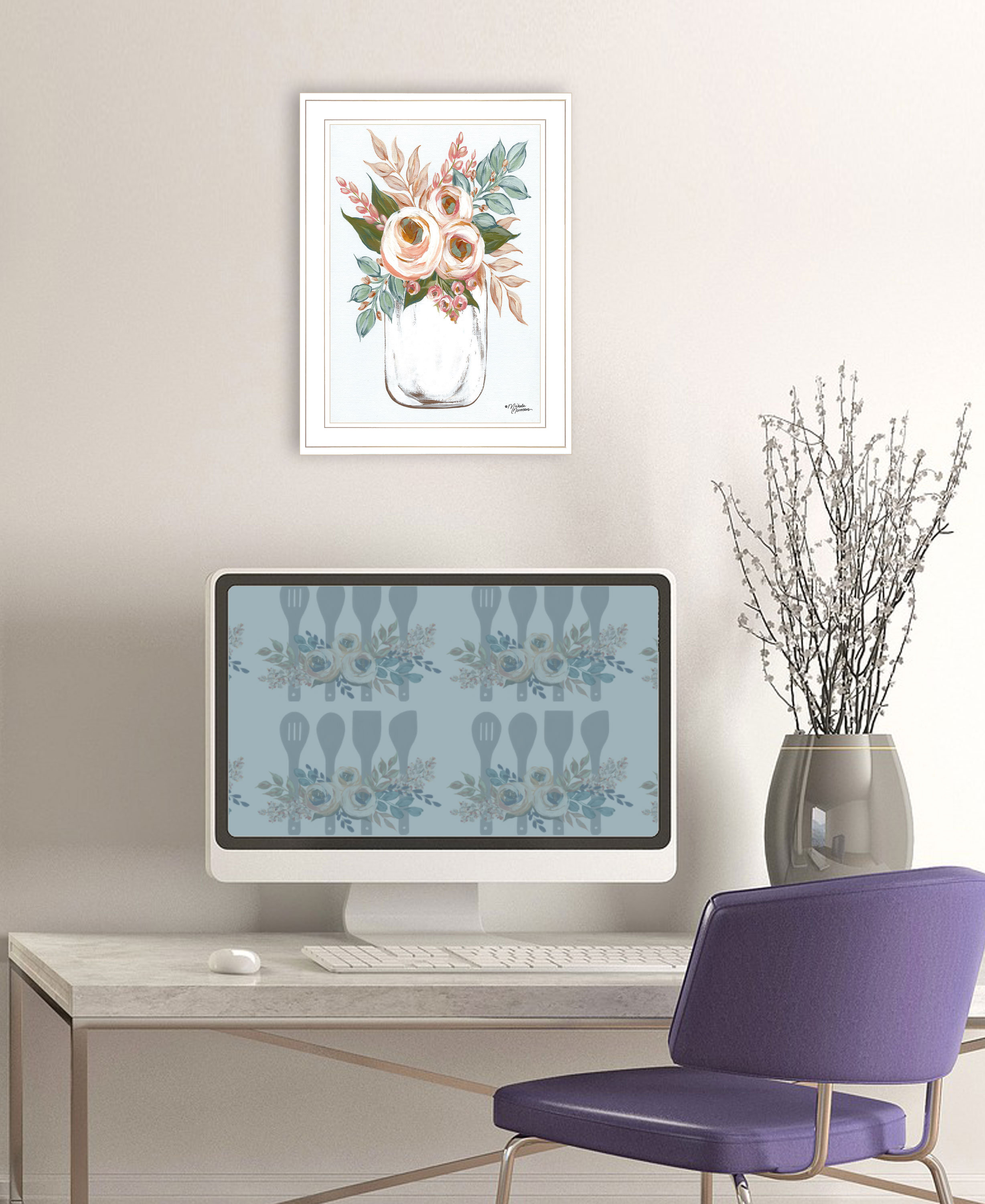 Winston Porter Floral Jar Framed Wall Art for Living Room, Home Wall