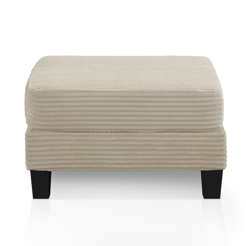 Repose-pieds carré en chenille avec rangement Luka, Beige
