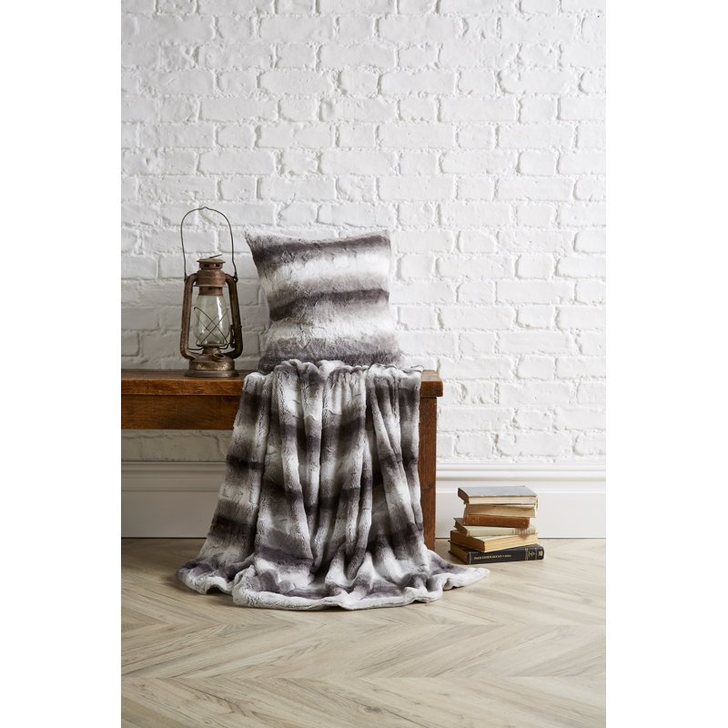 Whorton Polyester No Pattern Blanket/Throw, Silver Grey