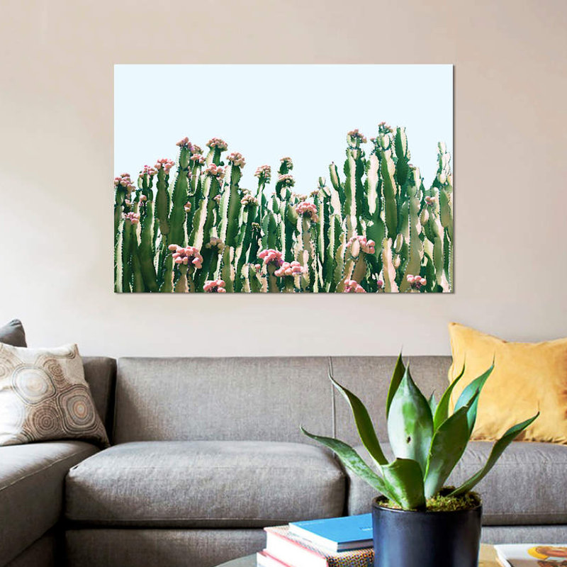 " Cactus Blush ", 40" H x 60" W x 1.5" D, Wrapped Canvas, No Mat