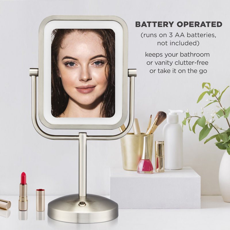 Frameless Lighted Magnifying Makeup / Shaving Mirror