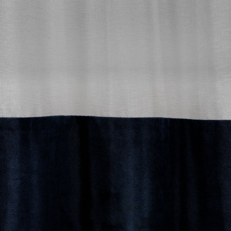 Panneau de rideau simple en duvet synthétique en lin et velours, Bleu royal, 52 po x 63 po