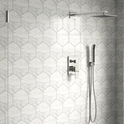 Classico Bardiglio Hex 7" x 8" Porcelain Stone Look Wall & Floor Tile