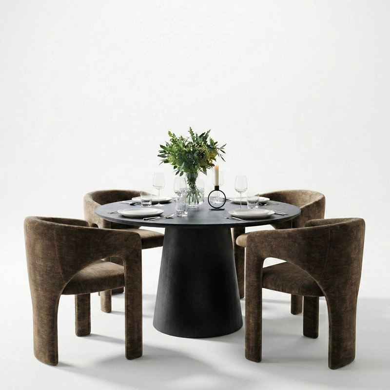 47"–83" Extendable Oval Dining Table Set with Upholstered Chairs, Chocolate Brown, 5 Pieces: Table, 4 Chairs