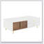 Modern  Coffee Table with 2 Glass Door Storage, 4 Drawers,  Metal Legs