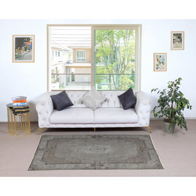 Tapis turc rétro en laine 3,8 x 7 pi. Tapis noué à la main pour maison moderne
