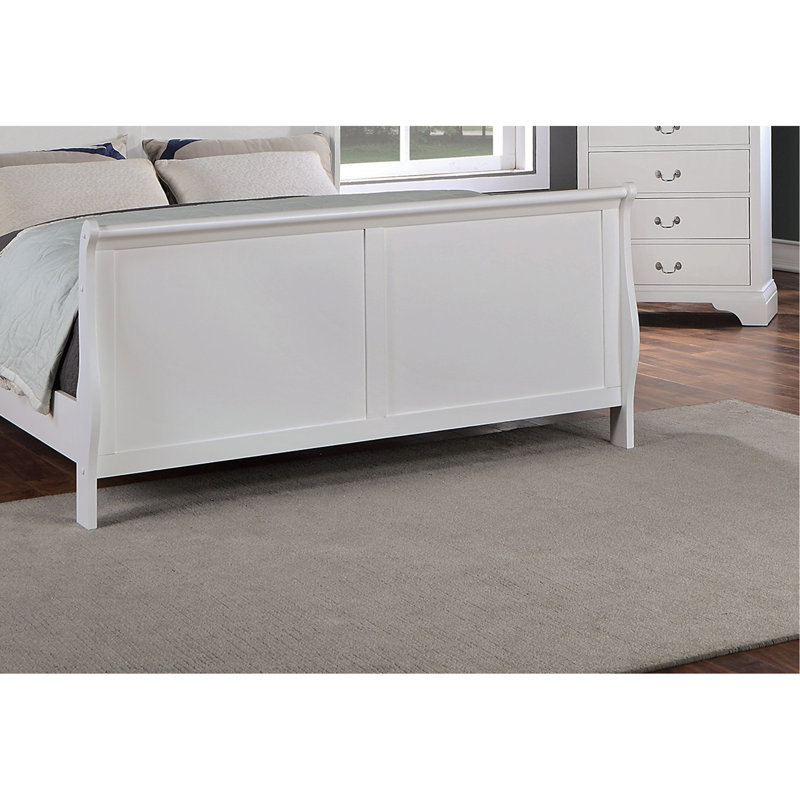 Ensemble de lit 1pc de style contemporain avec lit-bateau et tête de lit à finition blanche