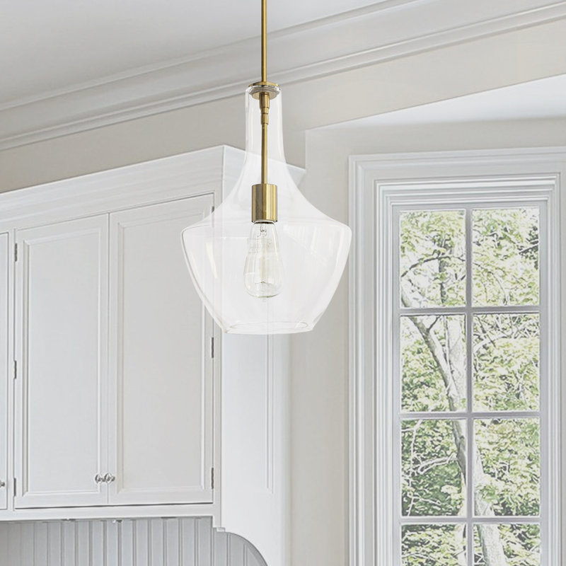 Luminaire suspendu 1 lumière Petalite, Laiton vieilli
