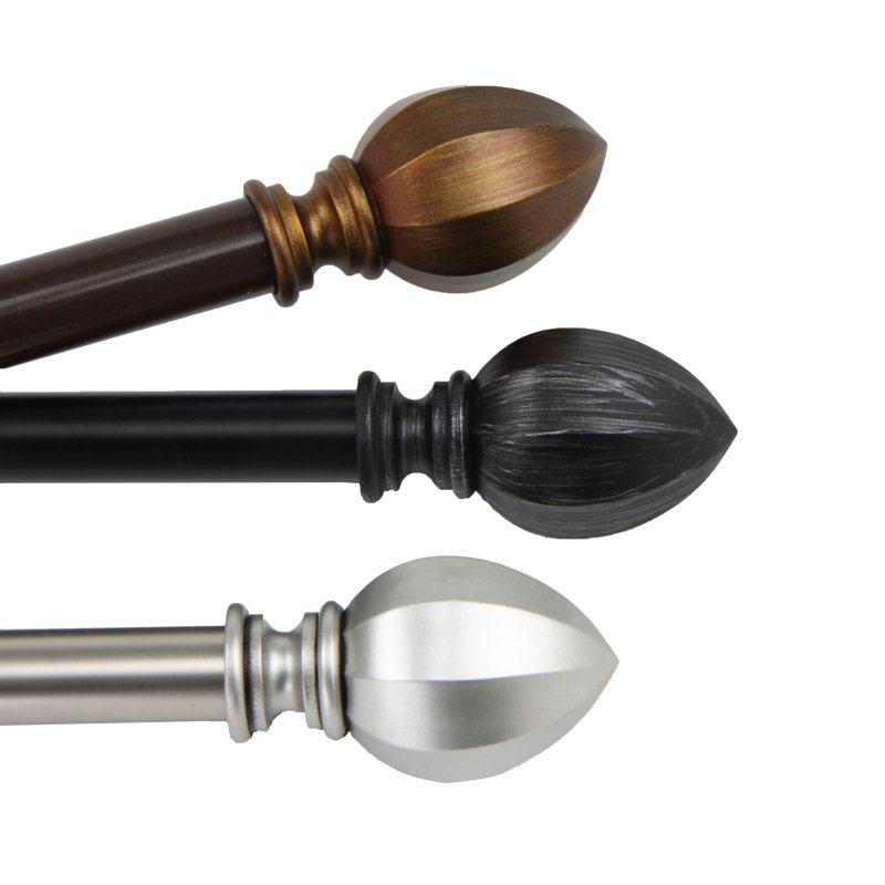 Tringle à rideaux simple en métal Garnet, Nickel satiné, H 0,81 po x l 48 po x P 2,88 po