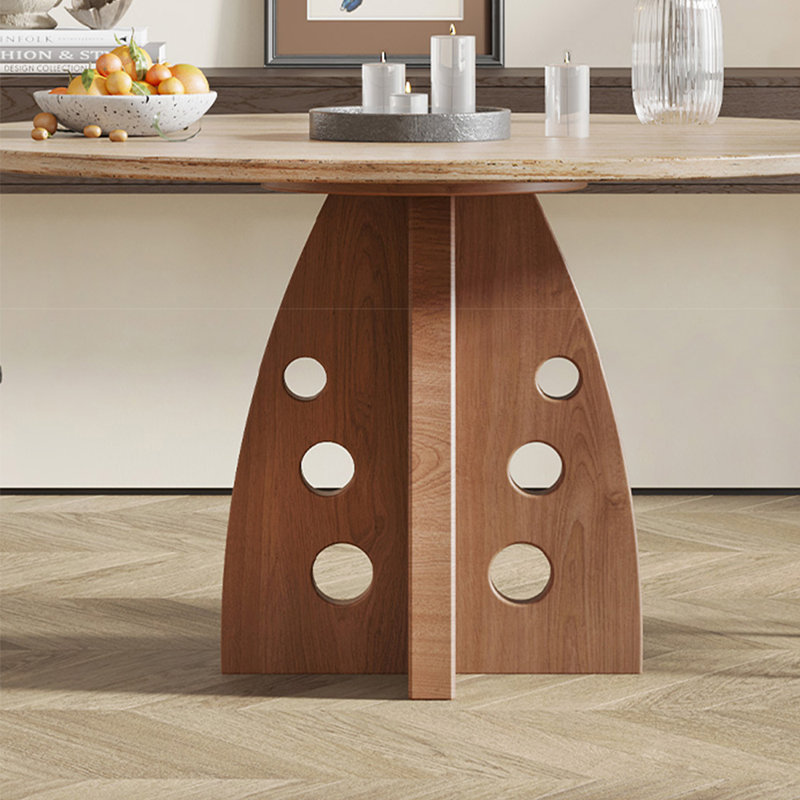 Ensemble de table de salle à manger en pierre frittée perforée, H 29,53 po x L 51,18 po x l 51,18 po