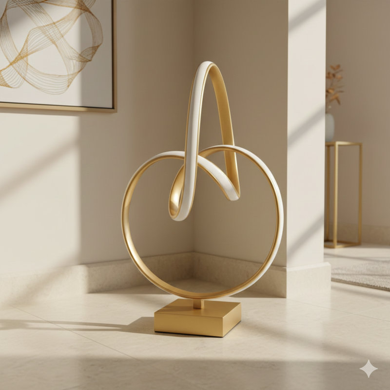 Lampe de table moderne abstraite 19 "en or mat