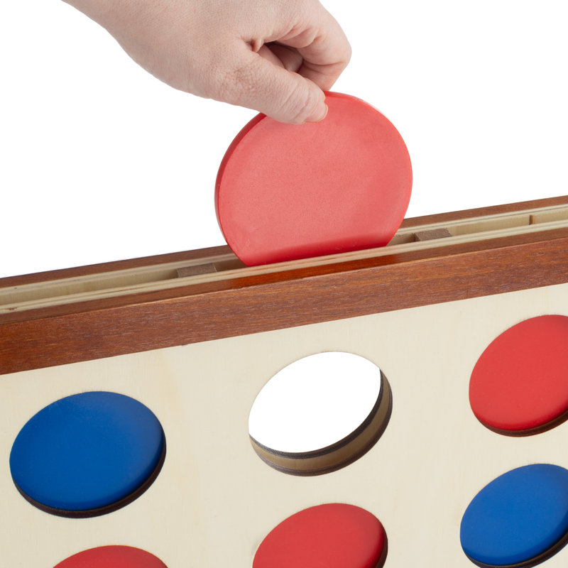 Hey Play 4-In-a-Row Family Game, Natural Finish