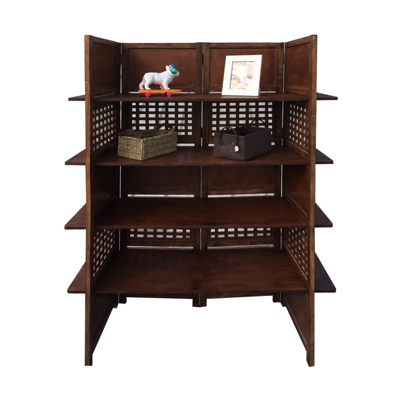 Bossett 200Cm W 4 - Panel Room Divider, Dark Brown