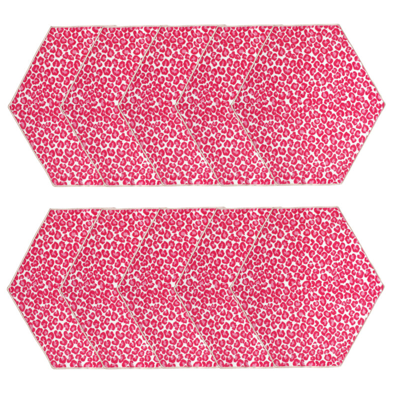 Tapis rose / blanc en nylon touffeté à la machine Ananny, Hexagone 2 pi