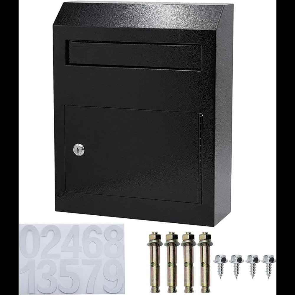 Invenitiah Mail Drop Box With Lock For Secure Outside Key, Letter ...