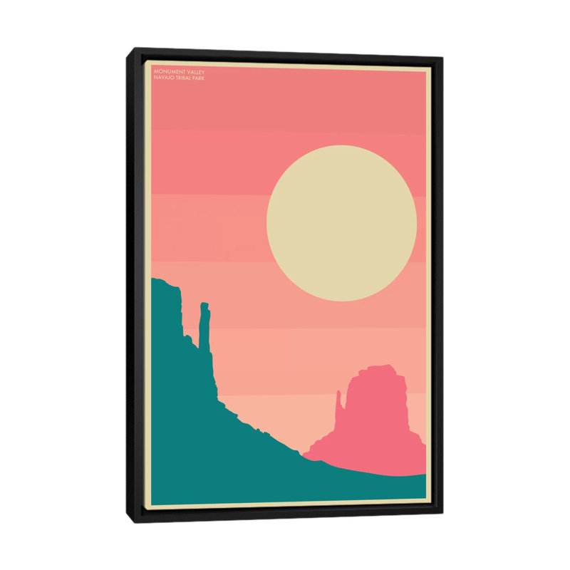 Monument Valley, impression sur toile tendue, H 60 po x l 40po x P 1,5 po, Toile avec cadre noir, Pas de tapis