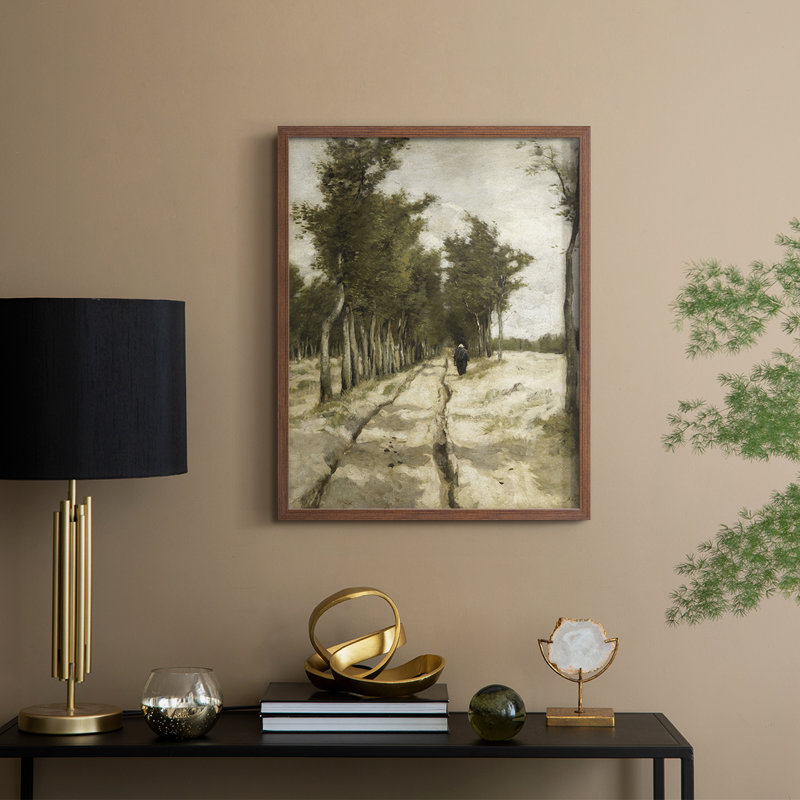 «Vintage Landscape CCLX», reproduction encadrée - bois massif, Noyer, H 11 po x l 9 po